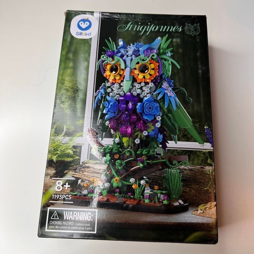 JOJO&Peach Floral Owl Toy Building SetsAdults and Teens Age 8 10 12 14+ (1193 Pi